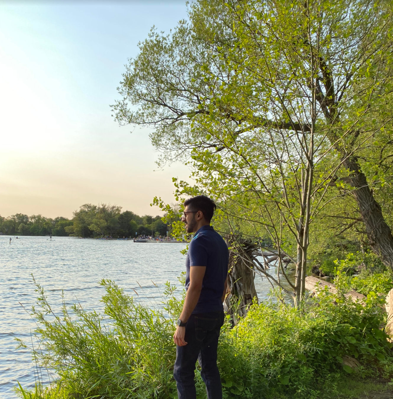 Photo of Kaunain Karmali looking towards a pond